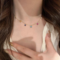 Sterling Silver Colorful Clover Charm Necklace