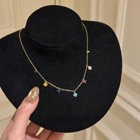 Sterling Silver Colorful Clover Charm Necklace