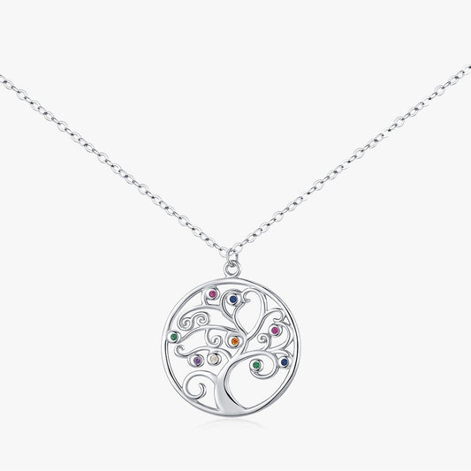 Sterling Silver Cubic Zirconia Tree of Life Pendant Necklace
