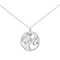 Sterling Silver Cubic Zirconia Tree of Life Pendant Necklace