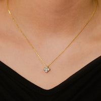 Sterling Silver Lucky Clover Pave Necklace