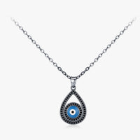 Sterling Silver Teardrop Evil Eye Necklace