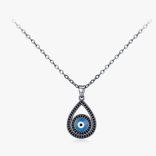 Sterling Silver Teardrop Evil Eye Necklace