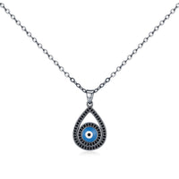 Sterling Silver Teardrop Evil Eye Necklace
