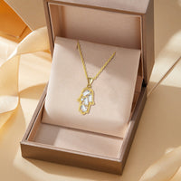 Gold Plated Sterling Silver Hamsa Pendant Necklace