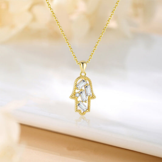 Gold Plated Sterling Silver Hamsa Pendant Necklace