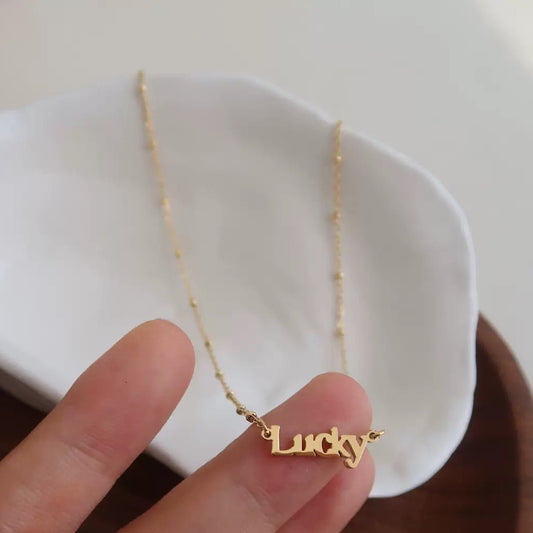 Gold Letter Pendant Necklace in Sterling Silver