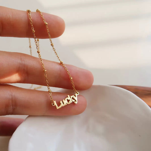 Gold Letter Pendant Necklace in Sterling Silver