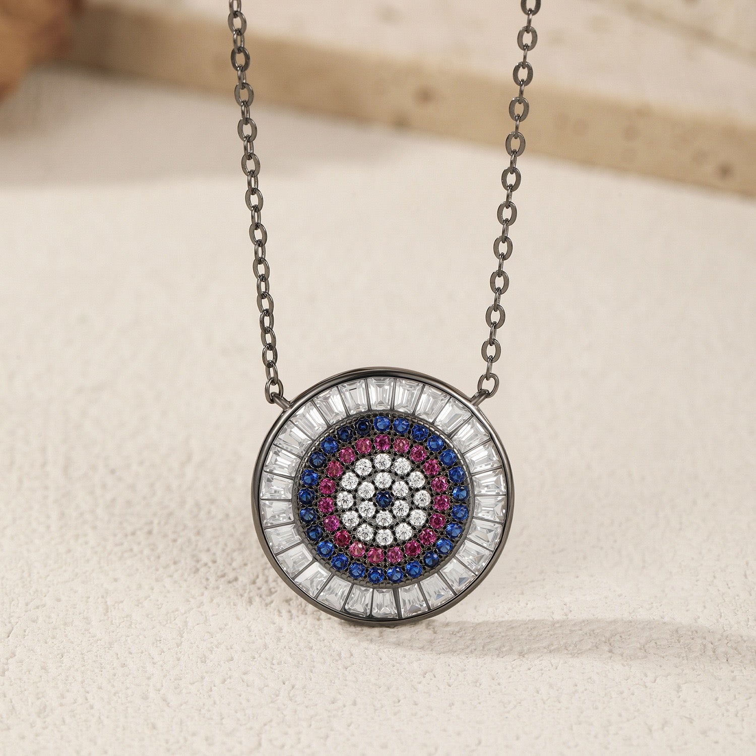 Sterling Silver Circular Pendant Necklace