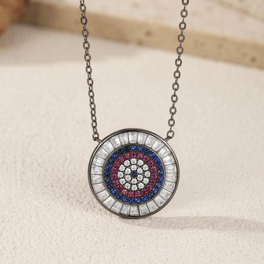 Sterling Silver Circular Pendant Necklace