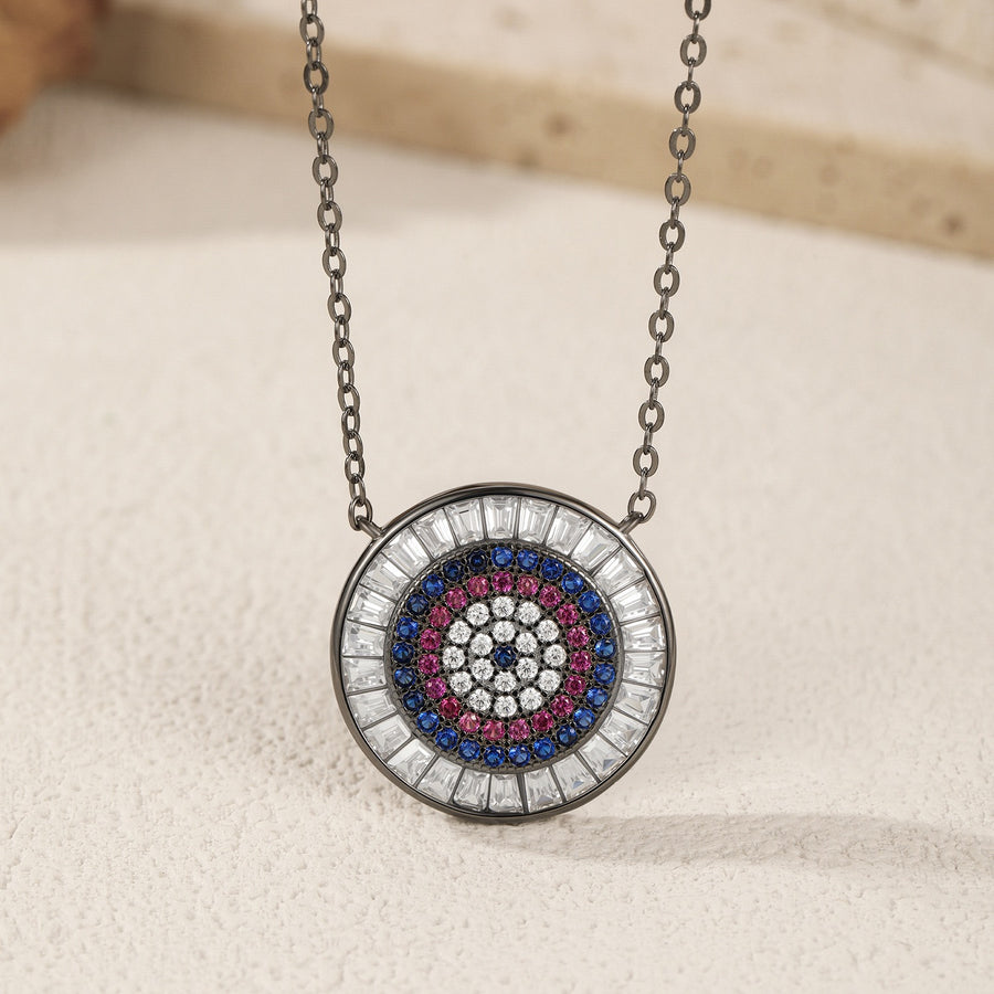 Sterling Silver Circular Pendant Necklace