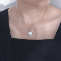 Sterling Silver Natural Shell Virgin Mary Praying Pendant Necklace