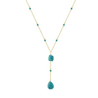 Gold Plated Sterling Silver Natural Turquoise Drop Necklace