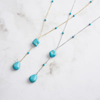 Gold Plated Sterling Silver Natural Turquoise Drop Necklace