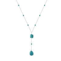 Gold Plated Sterling Silver Natural Turquoise Drop Necklace