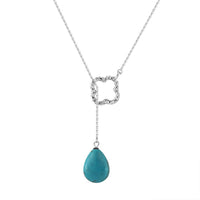 Sterling Silver Natural Turquoise Four Leaf Clover Necklace