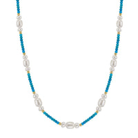 Sterling Silver Natural Turquoise Baroque Pearl Necklace