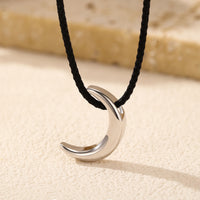 Sterling Silver Black Cord Moon Pendant Necklace