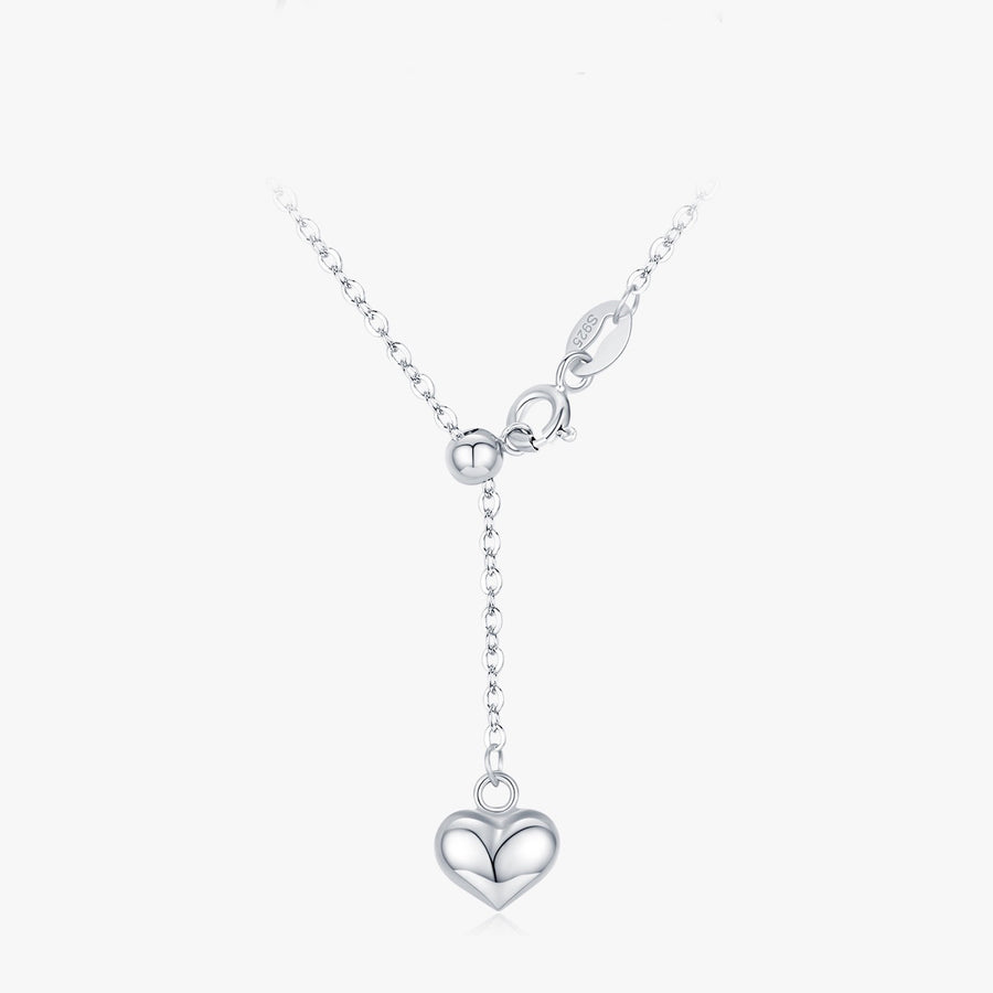 Sterling Silver Y Heart Pendant Necklace