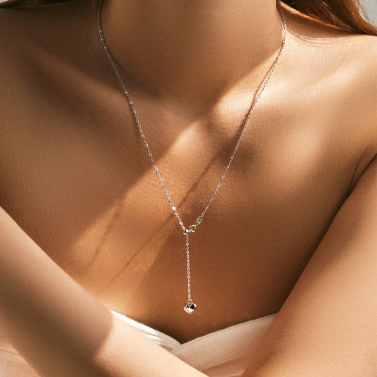 Sterling Silver Y Heart Pendant Necklace