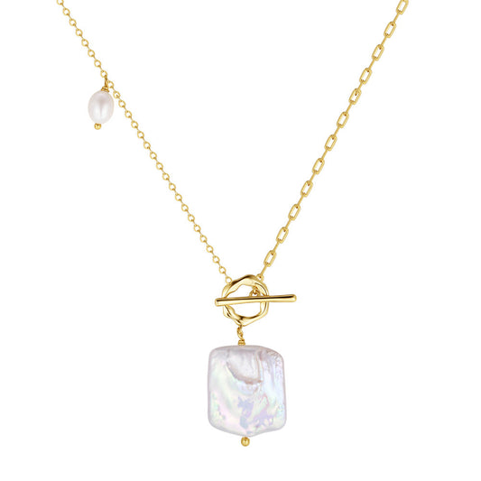 Sterling Silver Natural Freshwater Baroque Pearl Necklace