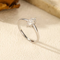 Moissanite Marquise Cut Solitaire Ring in Silver