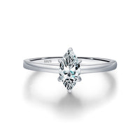 Moissanite Marquise Cut Solitaire Ring in Silver