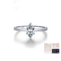 Moissanite Marquise Cut Solitaire Ring in Silver