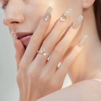Natural Pearl & Gold Leaves Open Ring