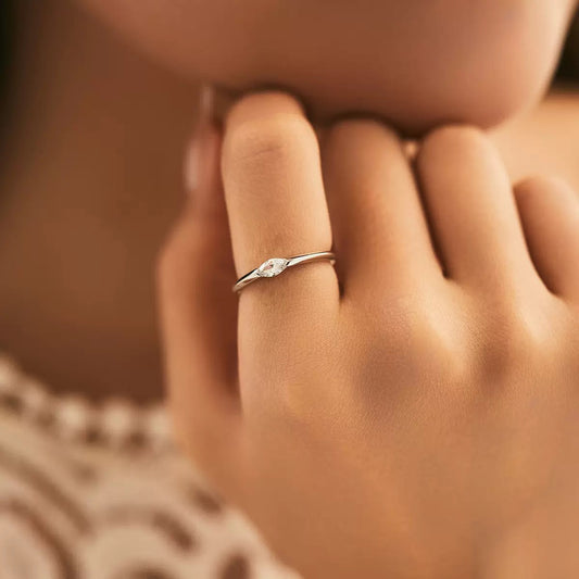 Sterling Silver Marquise Solitaire Ring
