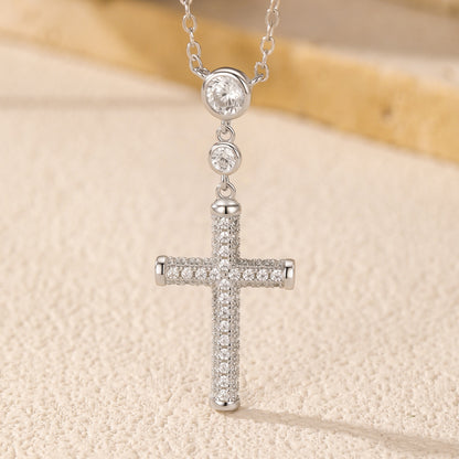Sterling Silver Pave Cross Necklace