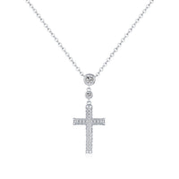 Sterling Silver Pave Cross Necklace