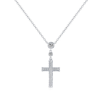 Sterling Silver Pave Cross Necklace