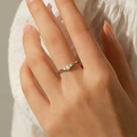 Moissanite Wedding Band Ring in Sterling Silver