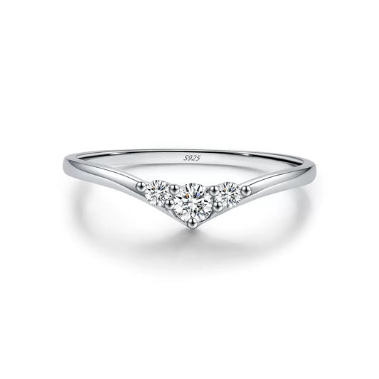 Moissanite Wedding Band Ring in Sterling Silver