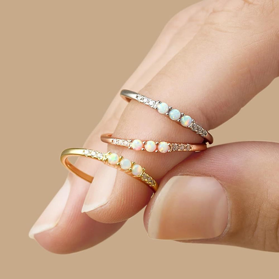 Sterling Silver Opal & Cubic Zirconia Gleam Ring
