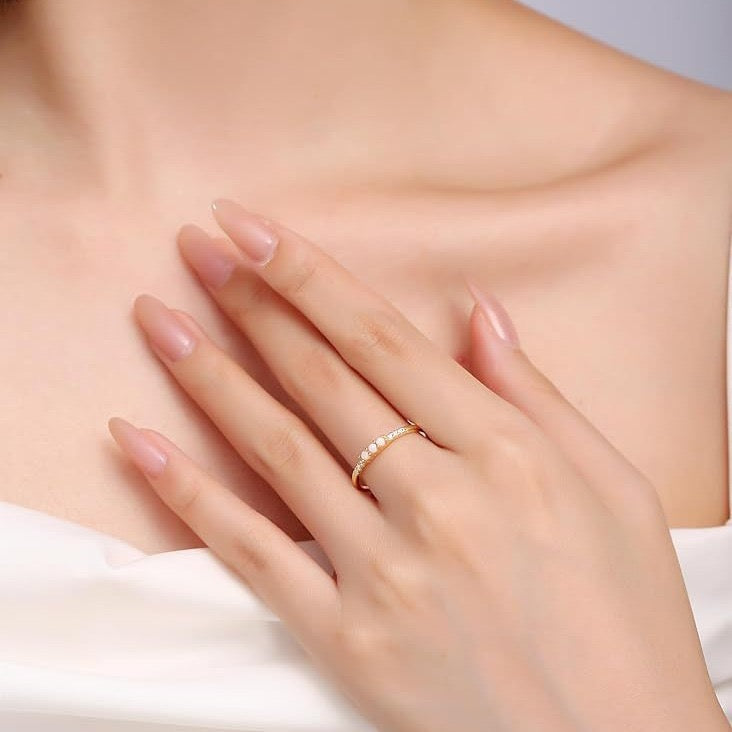 Sterling Silver Opal & Cubic Zirconia Gleam Ring