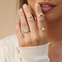 Sterling Silver Opal & Cubic Zirconia Gleam Ring