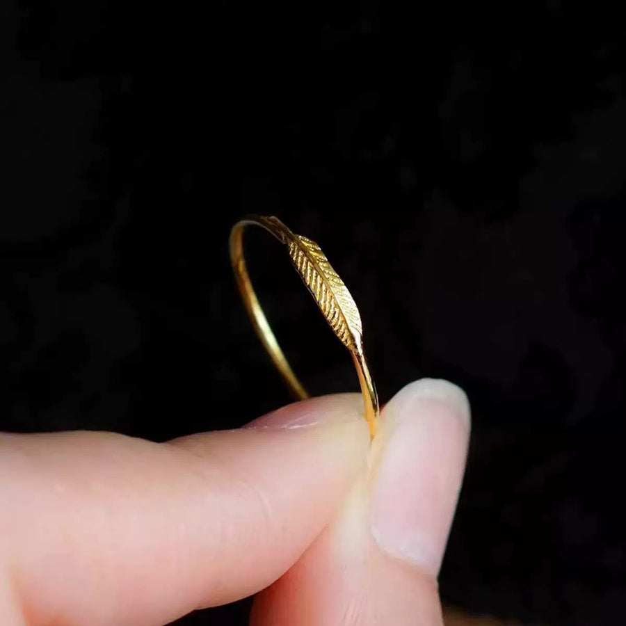 Gold Plated Sterling Silver Leaf Friendship Ring