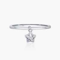 Silver Sparkling Star Pendant Ring