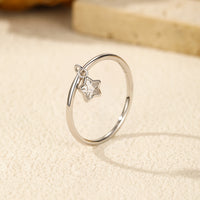 Silver Sparkling Star Pendant Ring