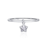 Silver Sparkling Star Pendant Ring