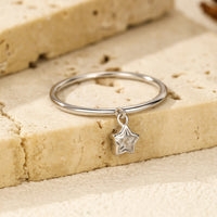 Silver Sparkling Star Pendant Ring