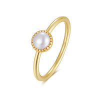 Gold Plated Thin Freshwater Pearl Ring