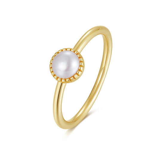 Gold Plated Thin Freshwater Pearl Ring