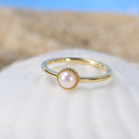 Gold Plated Thin Freshwater Pearl Ring