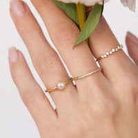 Gold Plated Thin Freshwater Pearl Ring