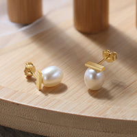 Sterling Silver Natural Baroque Pearl Earrings
