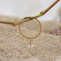 Gold Plated Sterling Silver Freshwater Pearl Dangling Ring