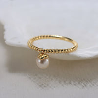 Gold Plated Sterling Silver Freshwater Pearl Dangling Ring